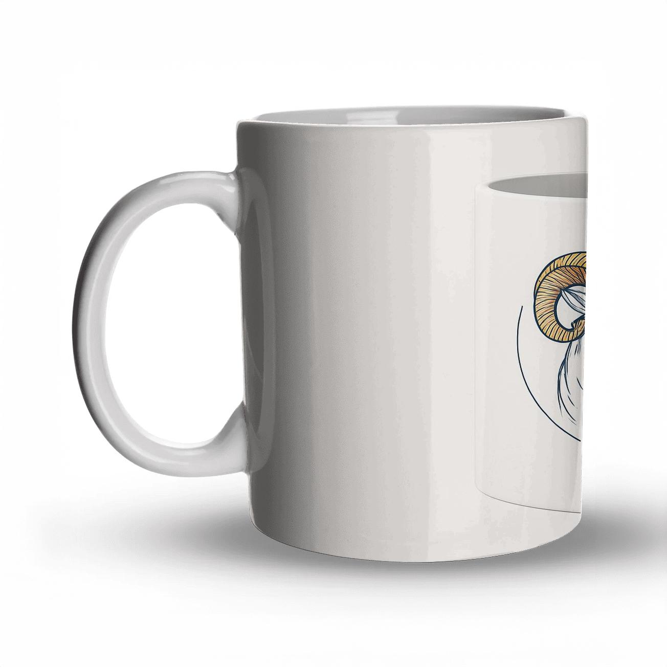 Aries Art Deco Ram Constellation Mug Line Art premium drinkware mugs