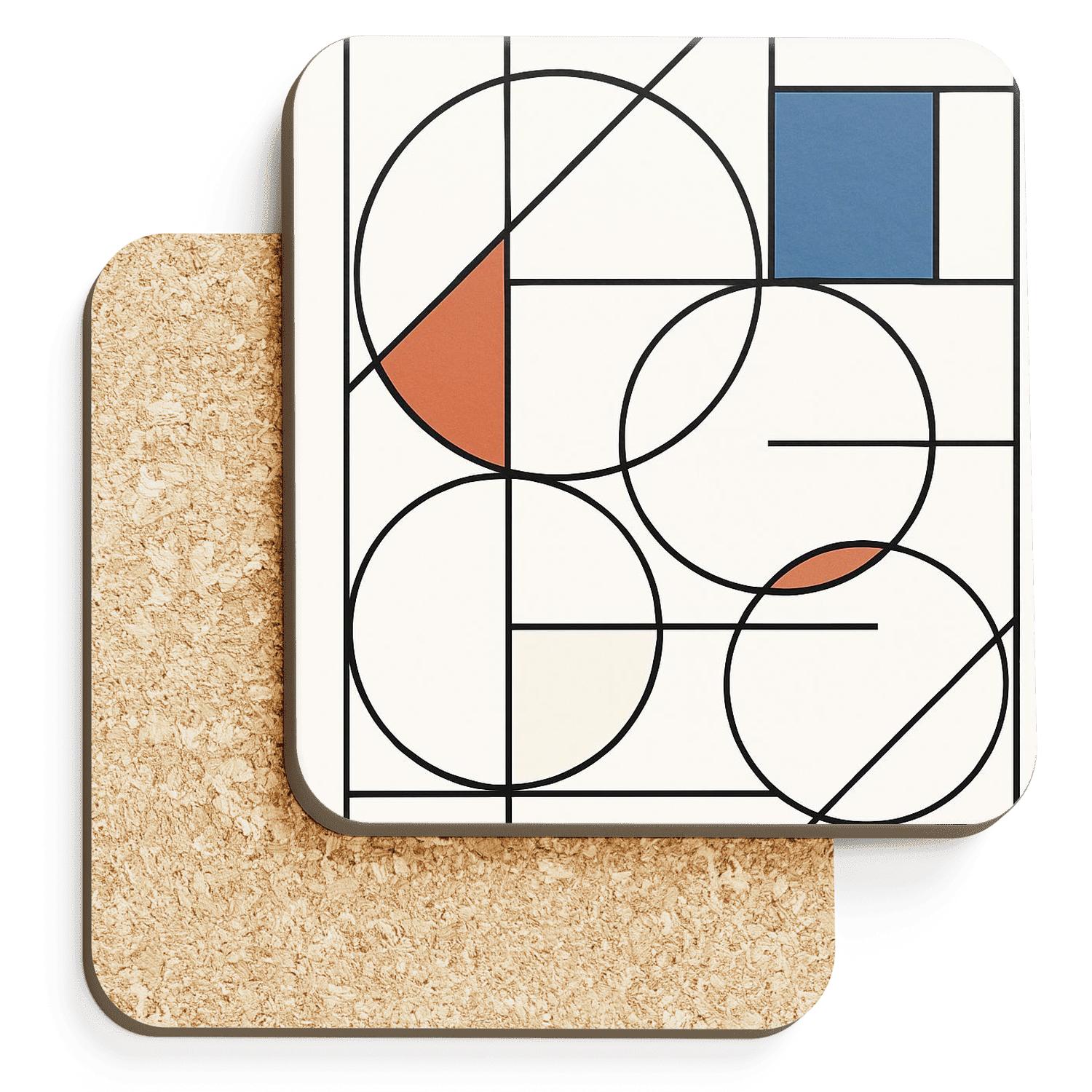 Constructivist Orbit Grid wooden table coasters