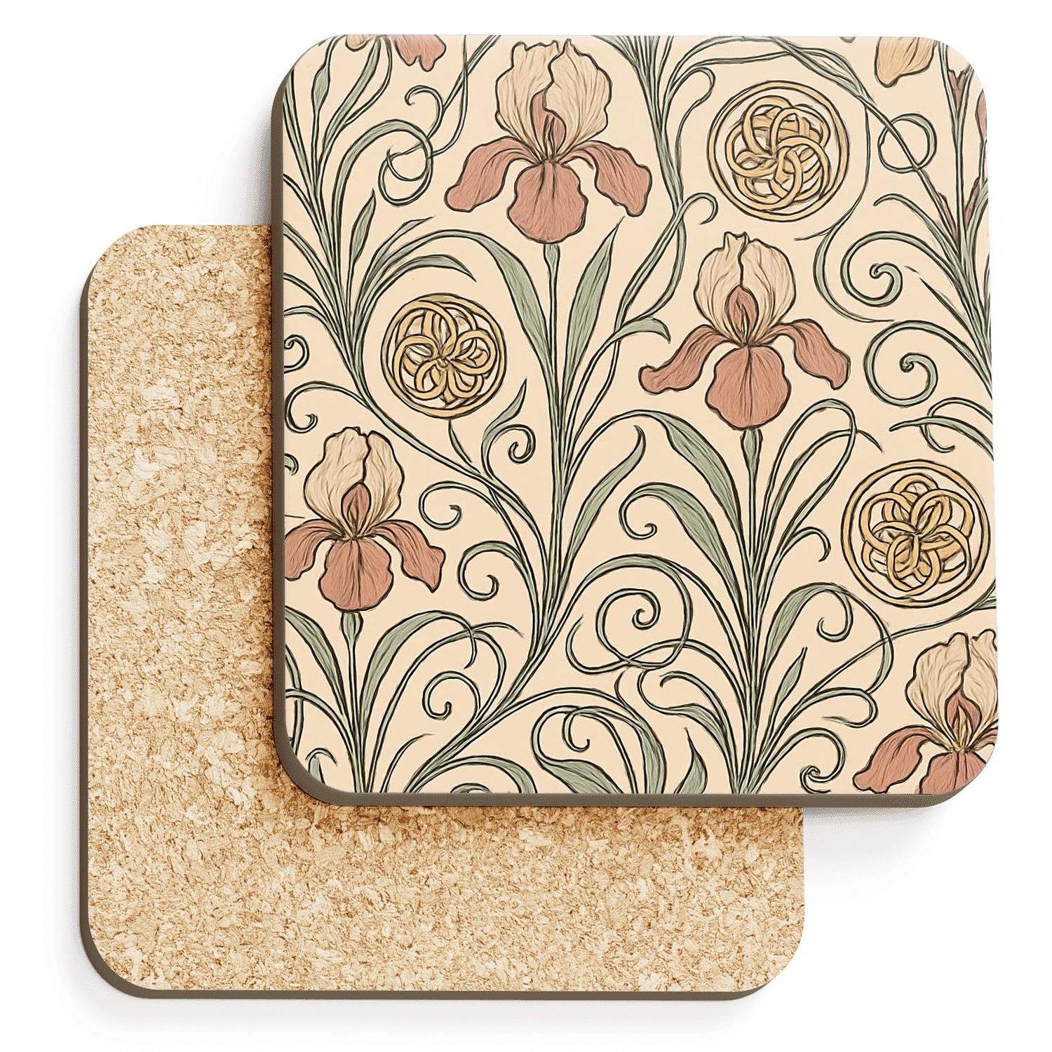Art Nouveau Exposition Vines And Whiplash Rosettes absorbent drink coasters