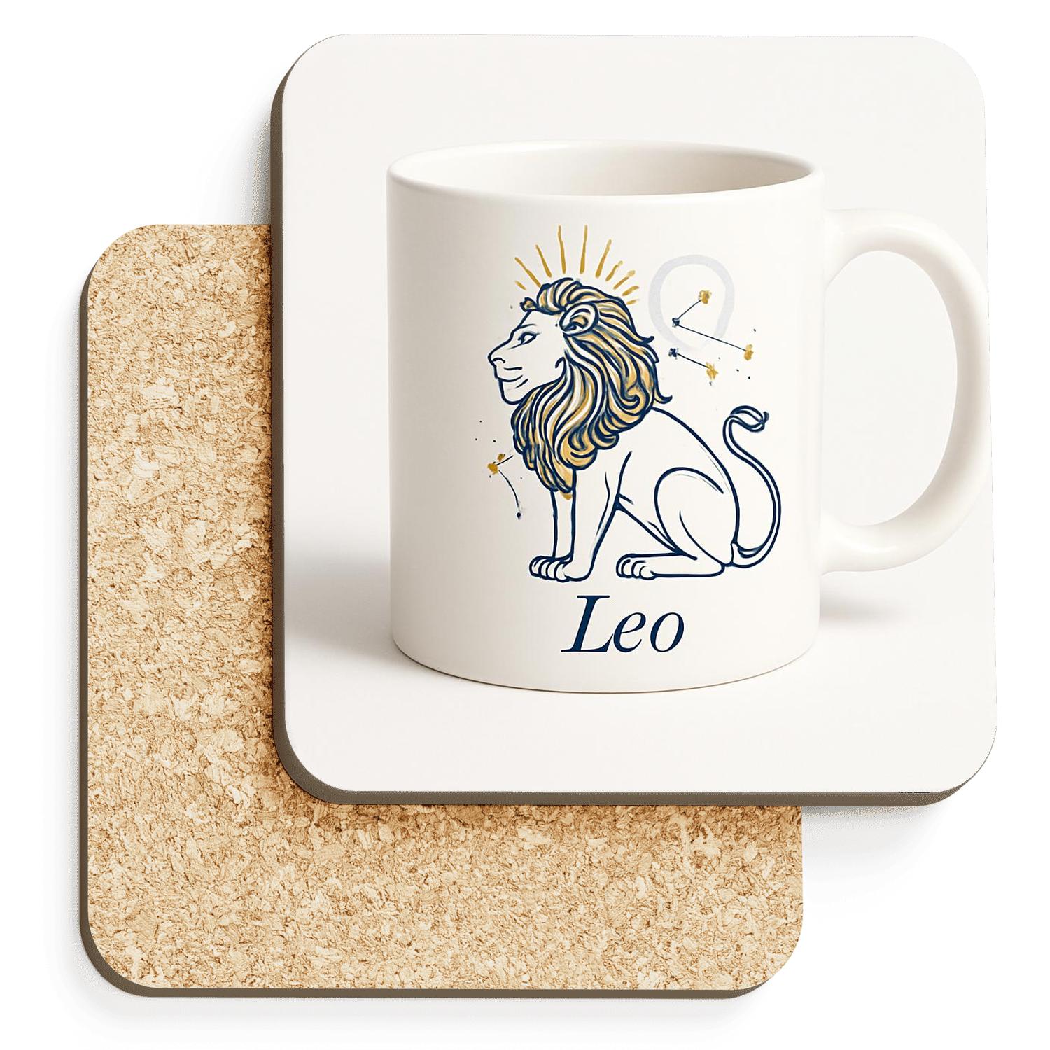 Leo Solar Regalia Constellation Line Art absorbent drink coasters