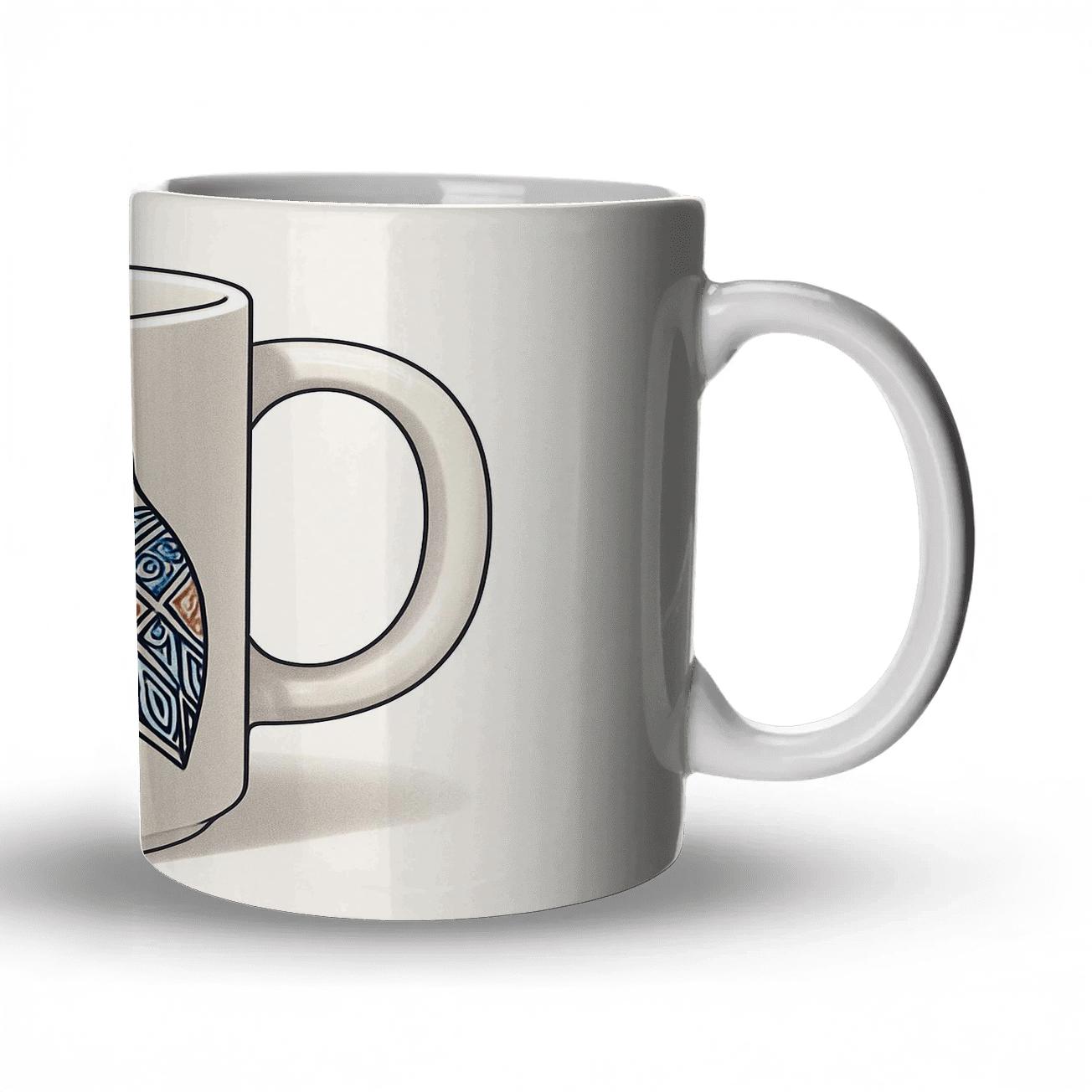 Ainu Ornamental Owl Night Weave travel mugs with handles