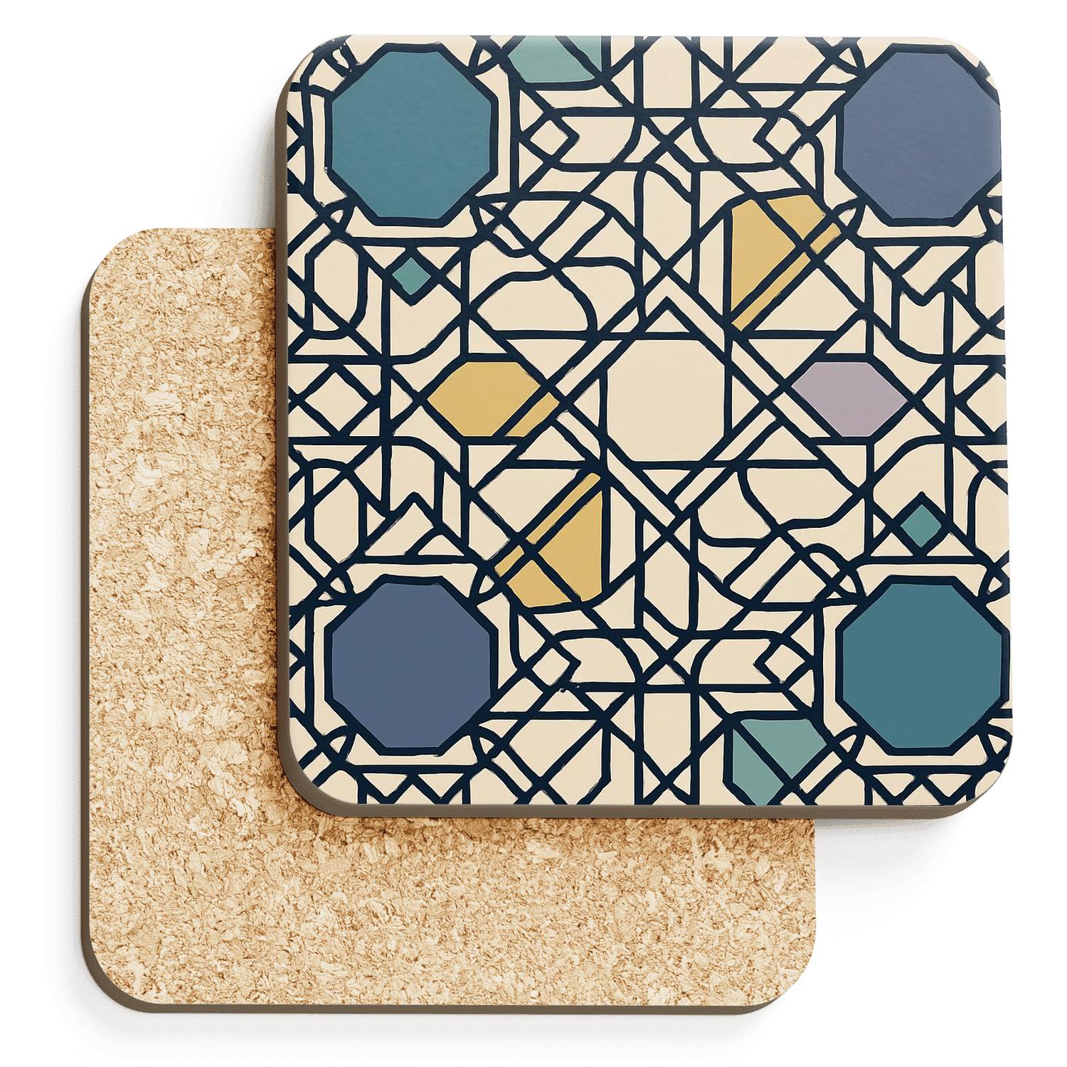Quasicrystal Girih Minimal Weave personalized drink coasters