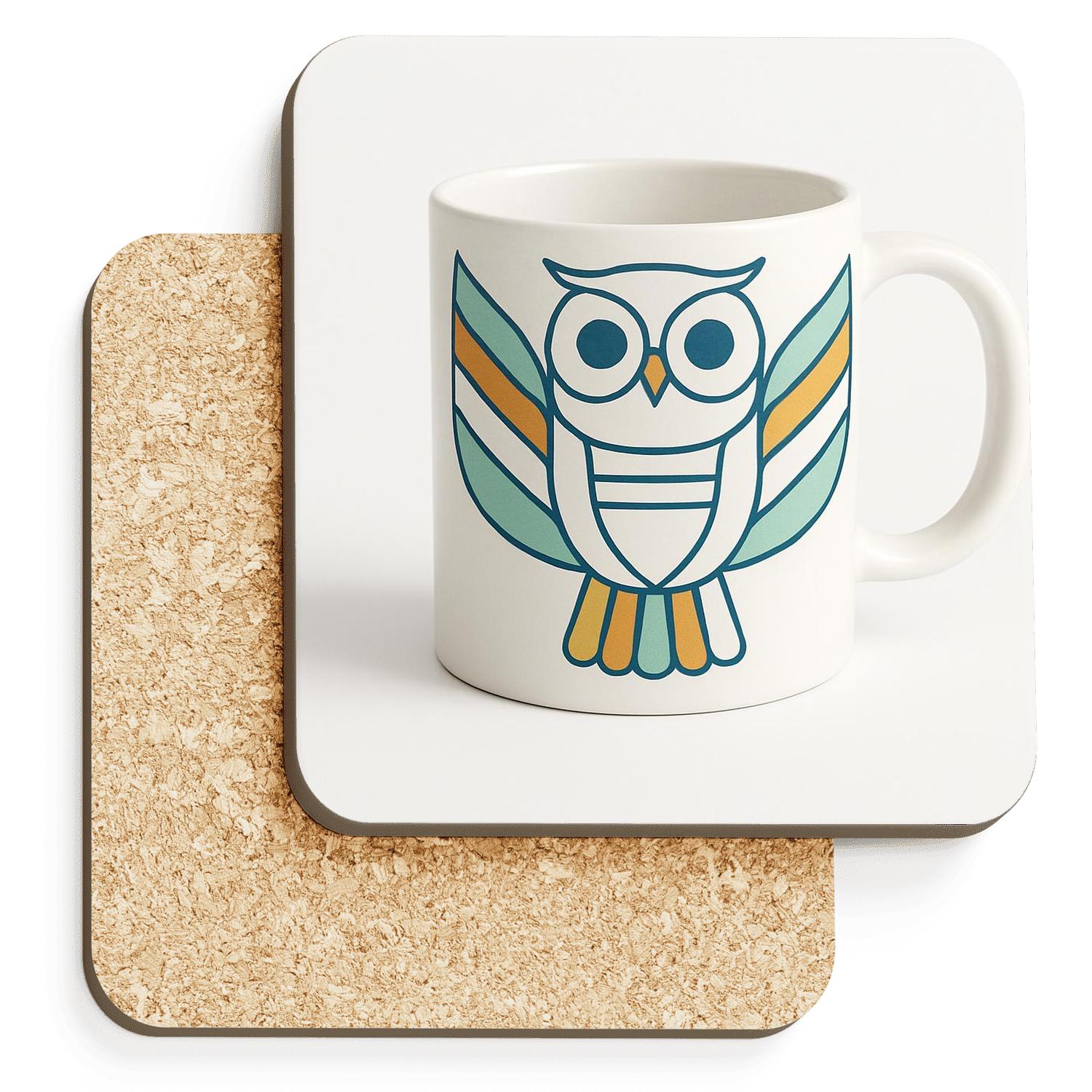 Nordic Bauhaus Owl Geometry Mug Line Art decorative beverage coasters