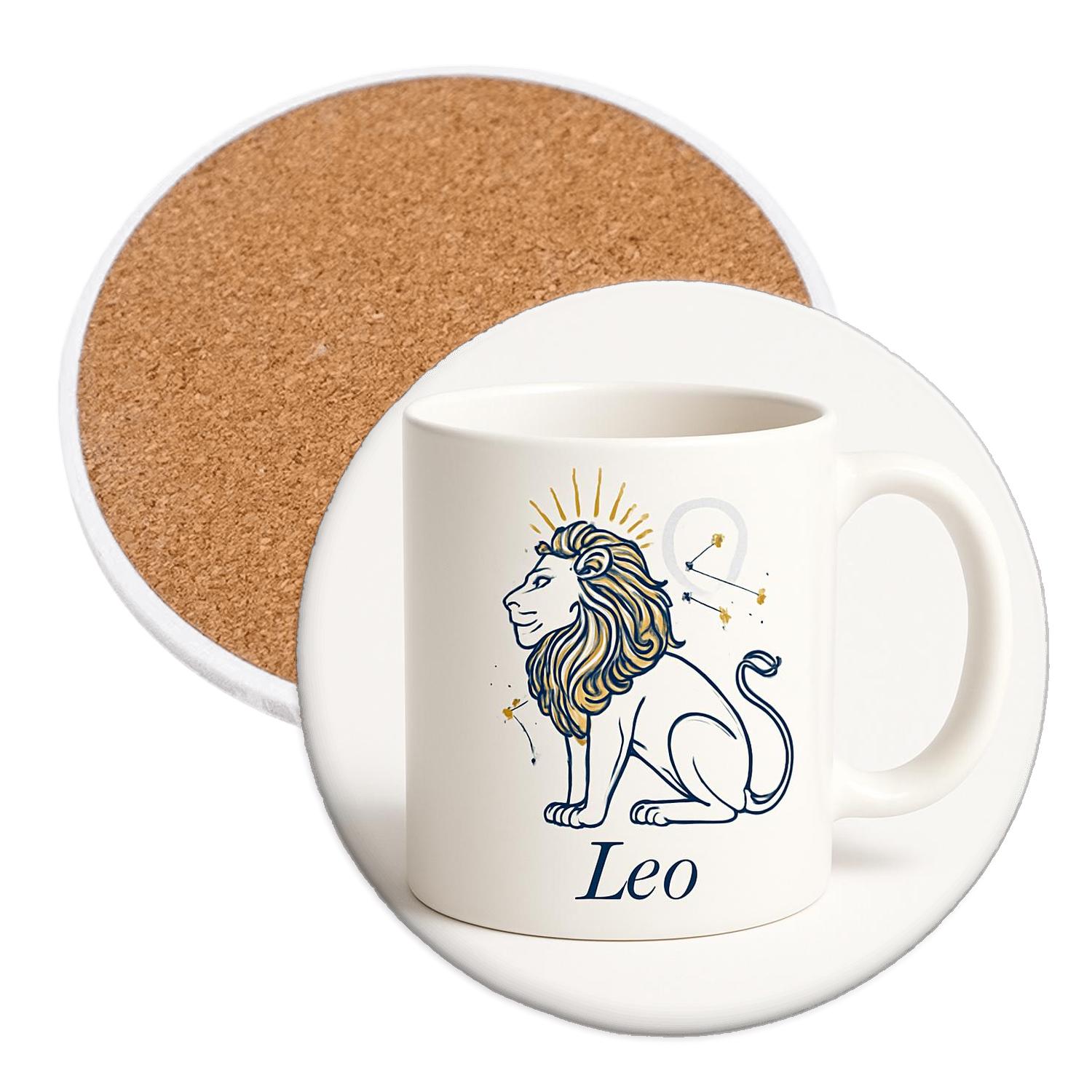 Leo Solar Regalia Constellation Line Art decorative beverage coasters