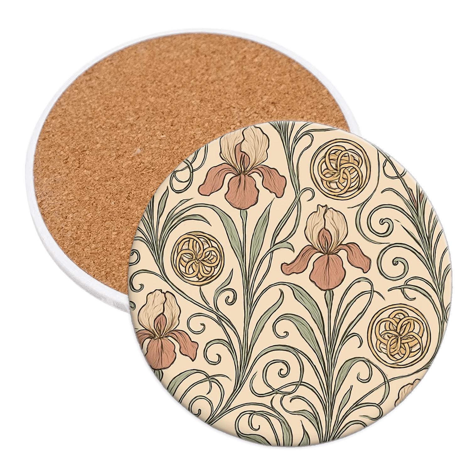 Art Nouveau Exposition Vines And Whiplash Rosettes decorative beverage coasters