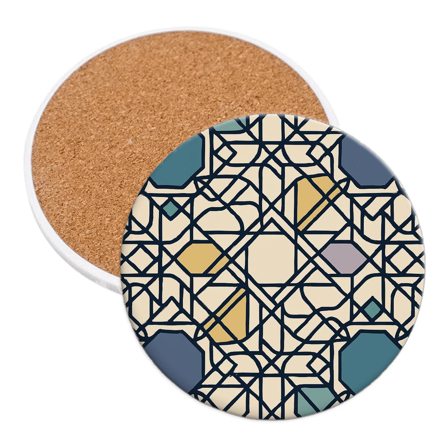 Quasicrystal Girih Minimal Weave personalized drink coasters