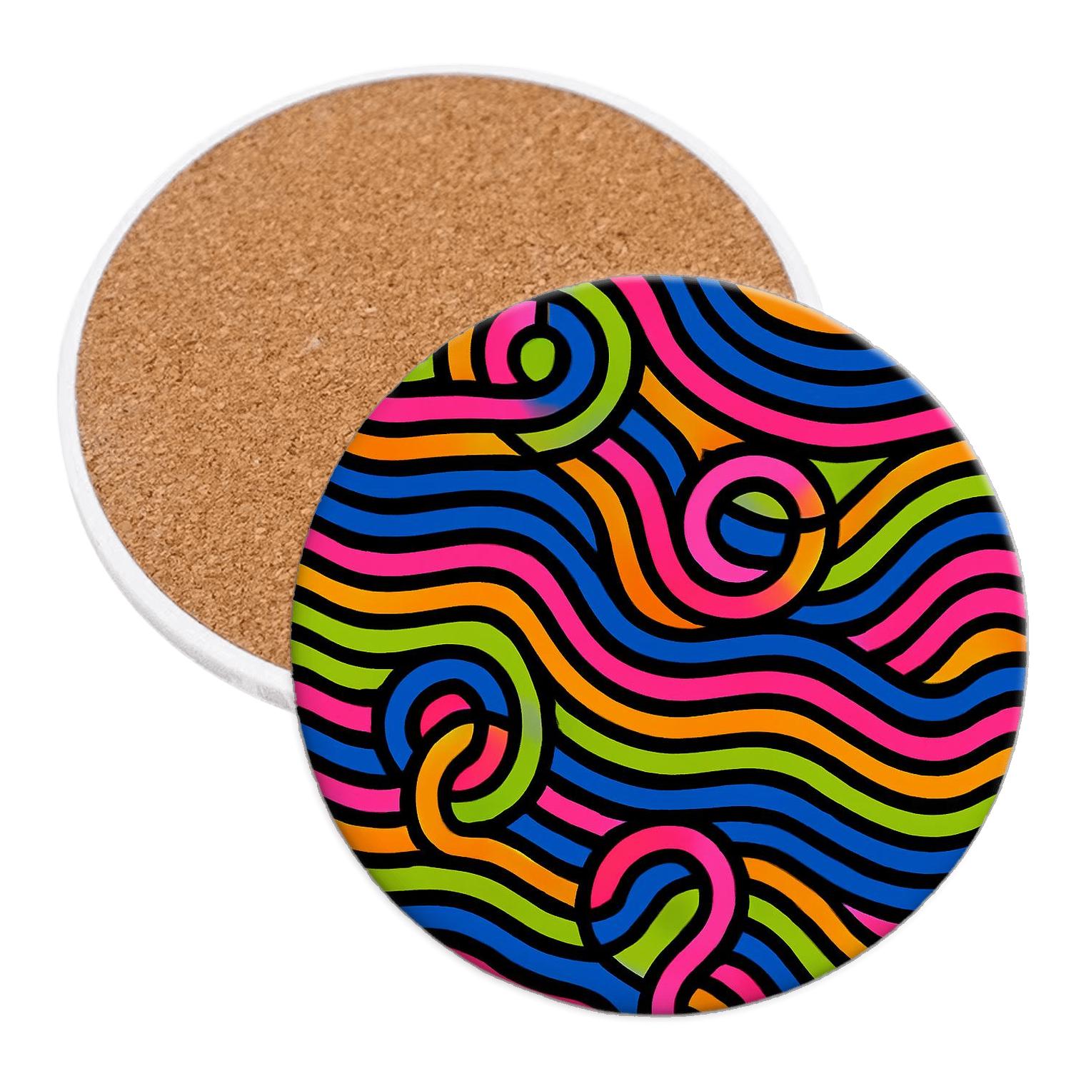 Arctic Op Art Aurora Bands cork coaster sets