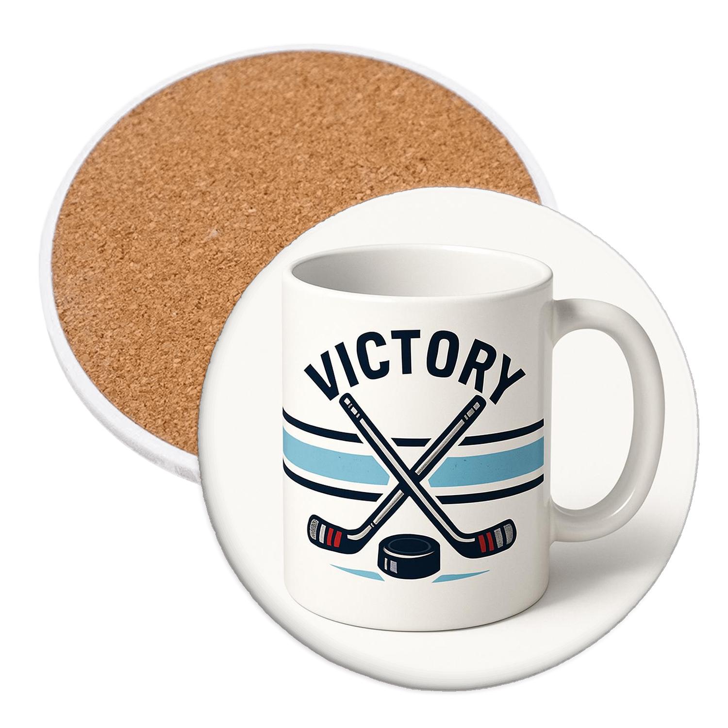 Nordic Hockey Crossed Sticks Victory Mug custom engraved coasters