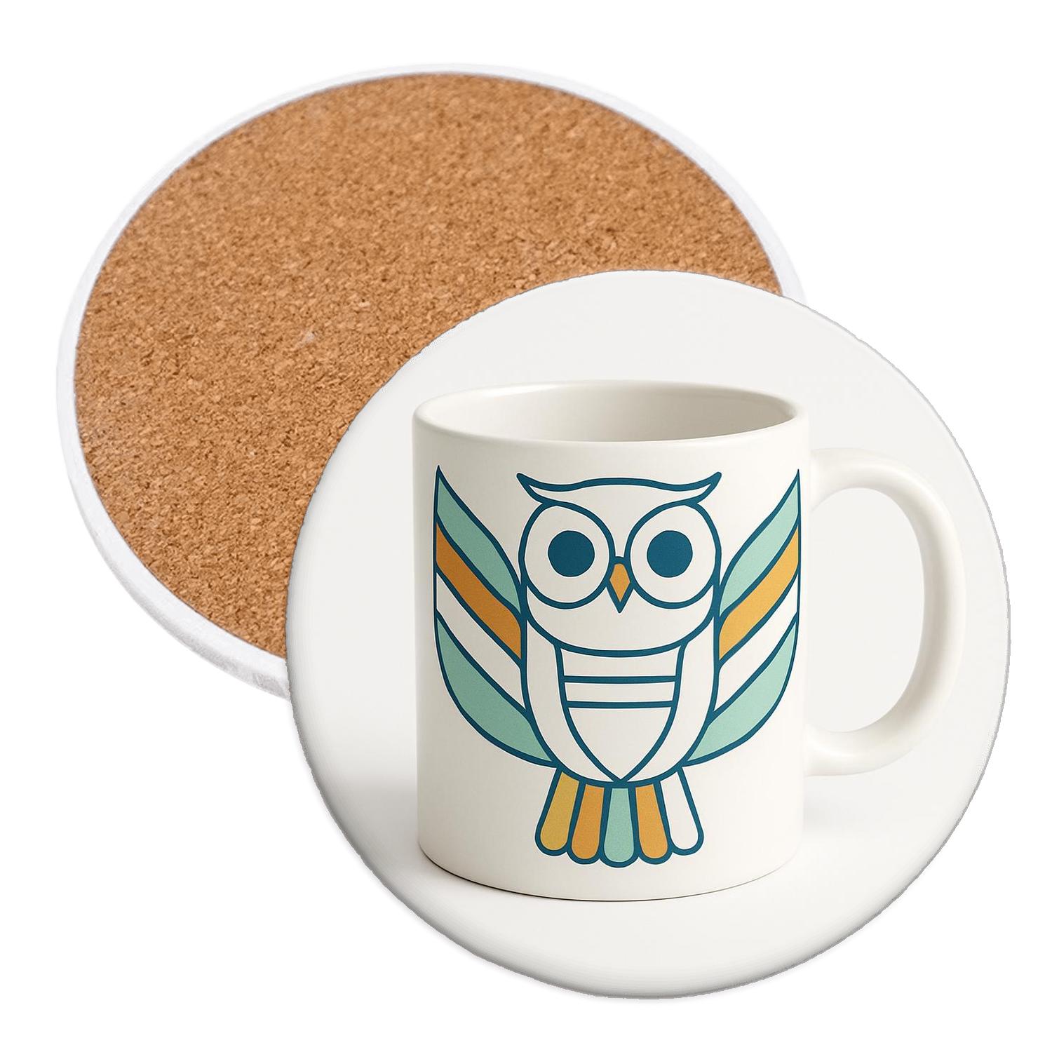 Nordic Bauhaus Owl Geometry Mug Line Art coasters for home decor