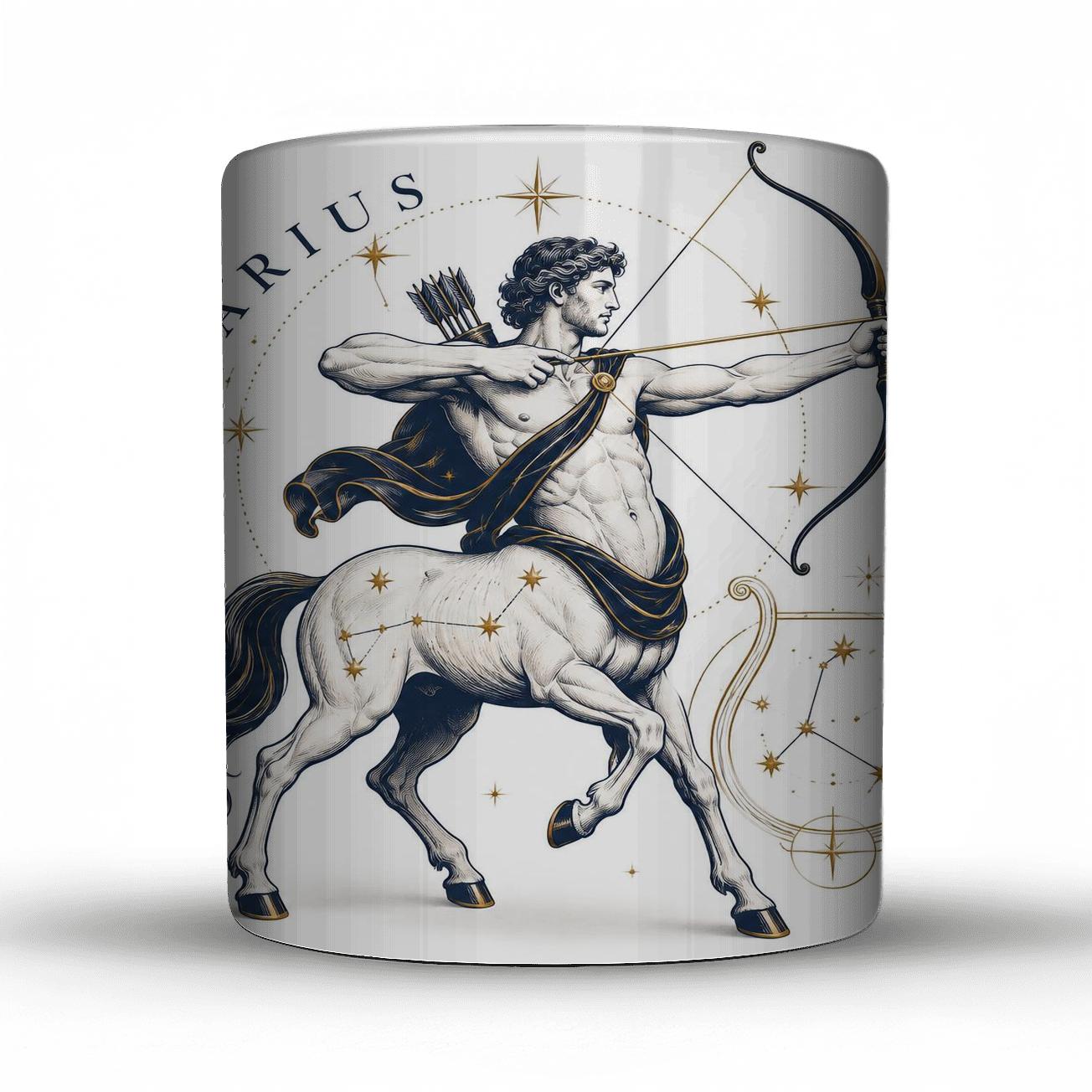 Sagittarius Celestial Archer Lyre Line Art travel mugs with handles [AI-482f6f80-6f906a1dc534]