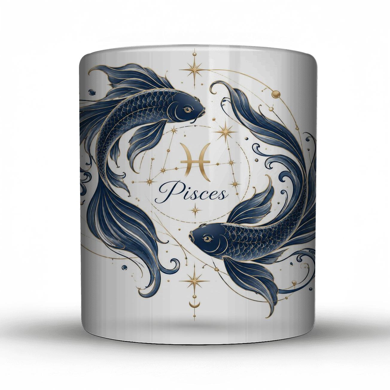 Pisces Gilded Tide Constellation Line Art travel mugs with handles [AI-cc17538a-bb9a74e9e183]