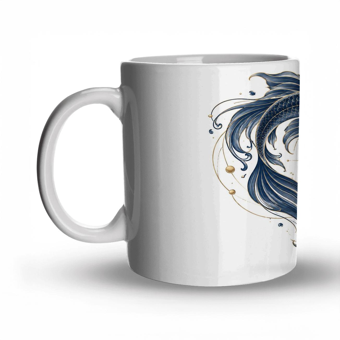 Pisces Gilded Tide Constellation Line Art travel mugs with handles [AI-cc17538a-c32c46caaf5d]
