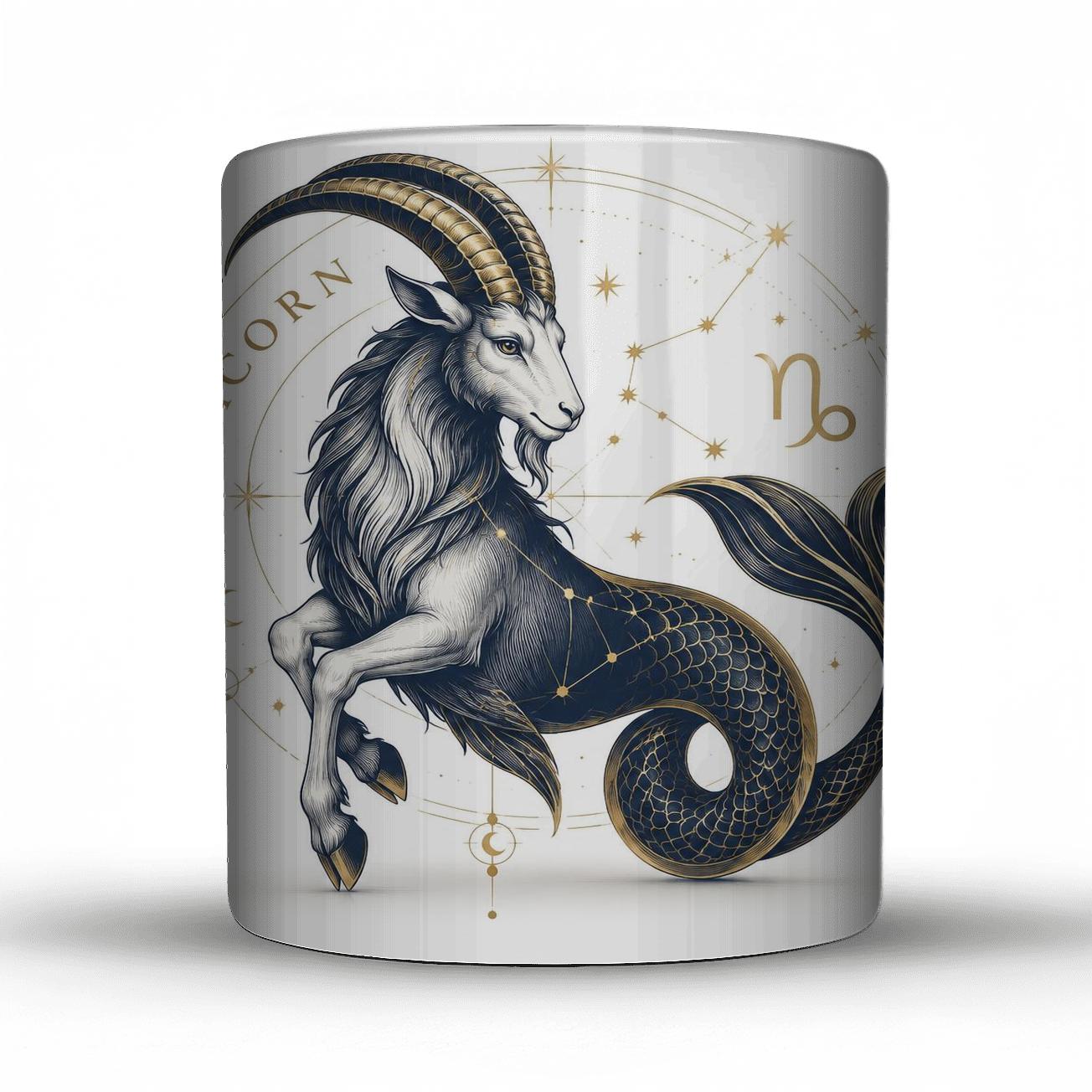 Capricorn Orbital Sea Goat Glyph Line Art decorative mug sets [AI-573fd553-dca9f1e8454e]