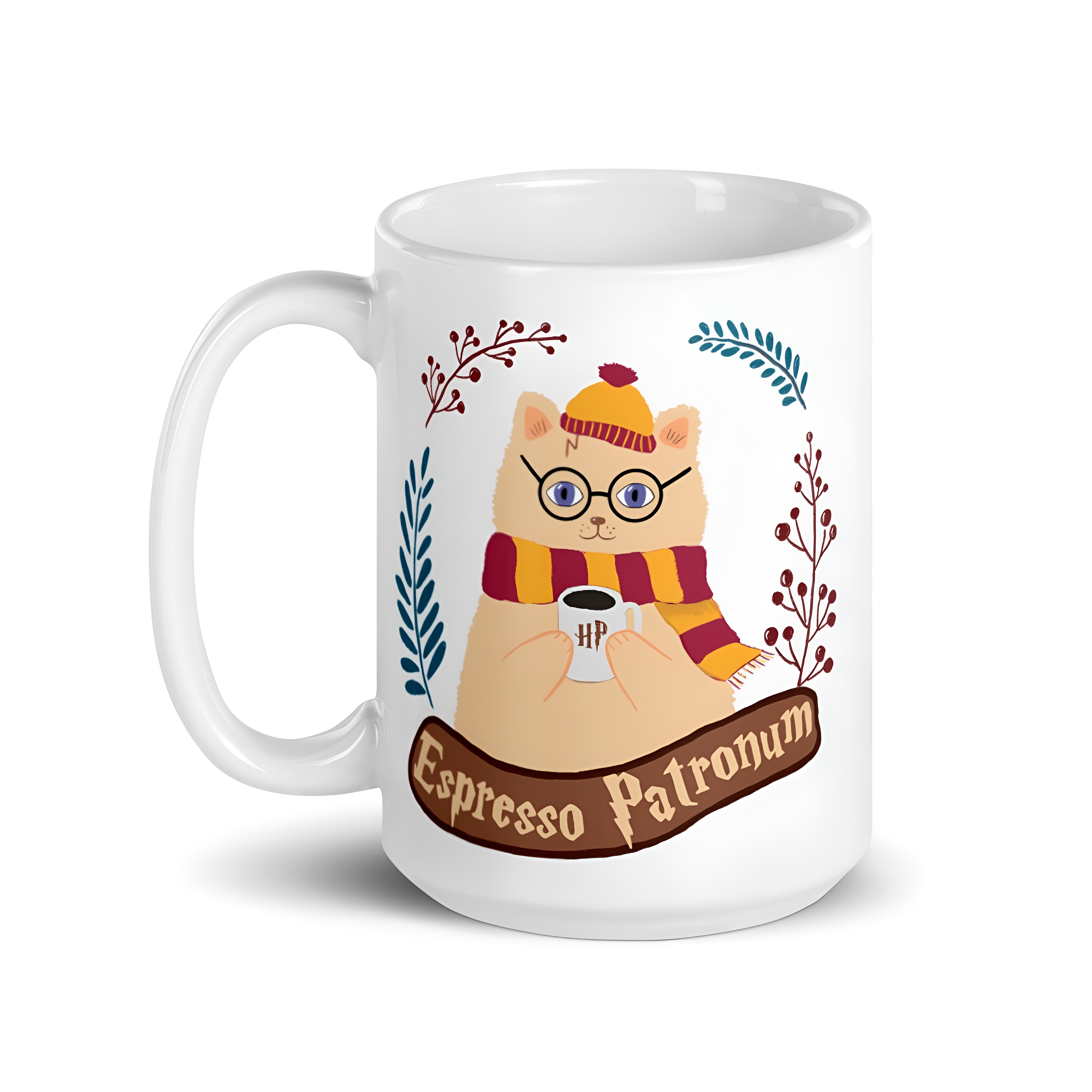 Magic Cat Coffee Mug: Wizard with Scarf Ceramic Mug