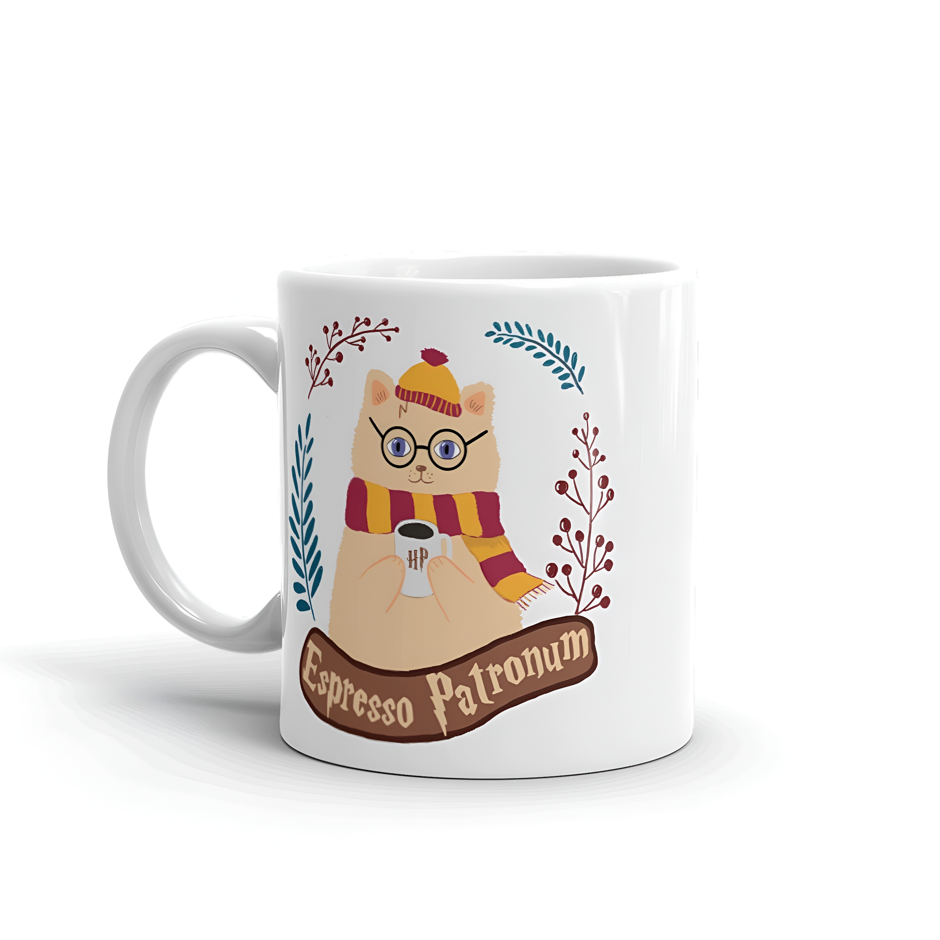 Magic Cat Coffee Mug: Wizard with Scarf Ceramic Mug