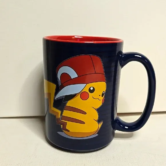 ust Funky Blue Pokemon Pikachu & Ash Ceramic Coffee Cup Mug 16oz