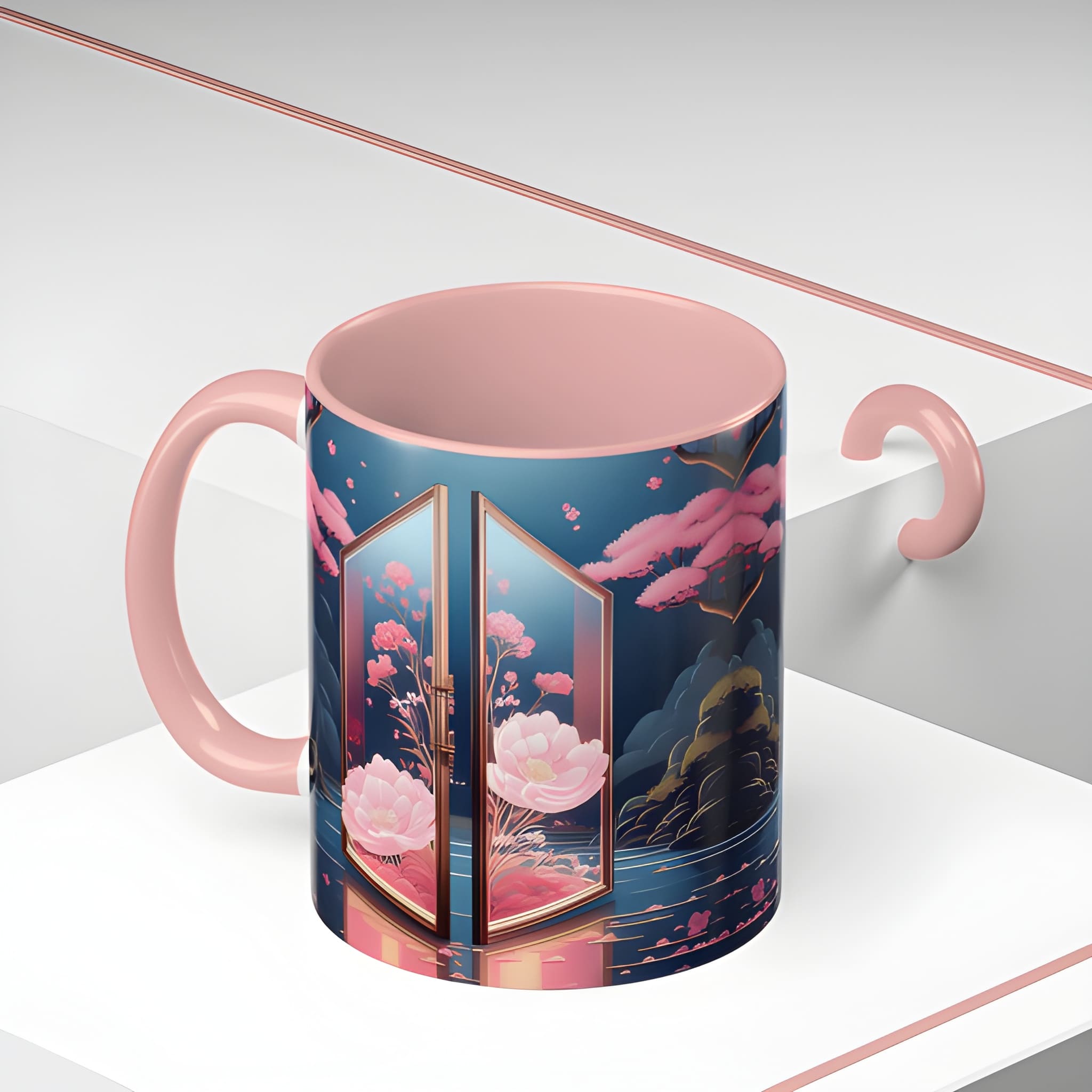 Floral BTS ARMY Logo Ceramic Mug, Kpop Fan Gift