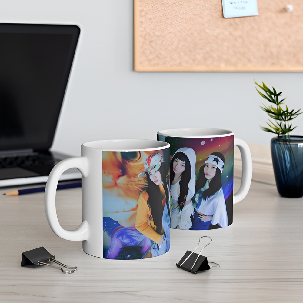 K Pop Jeans Cosmic Cat Group Printed Ceramic Mug