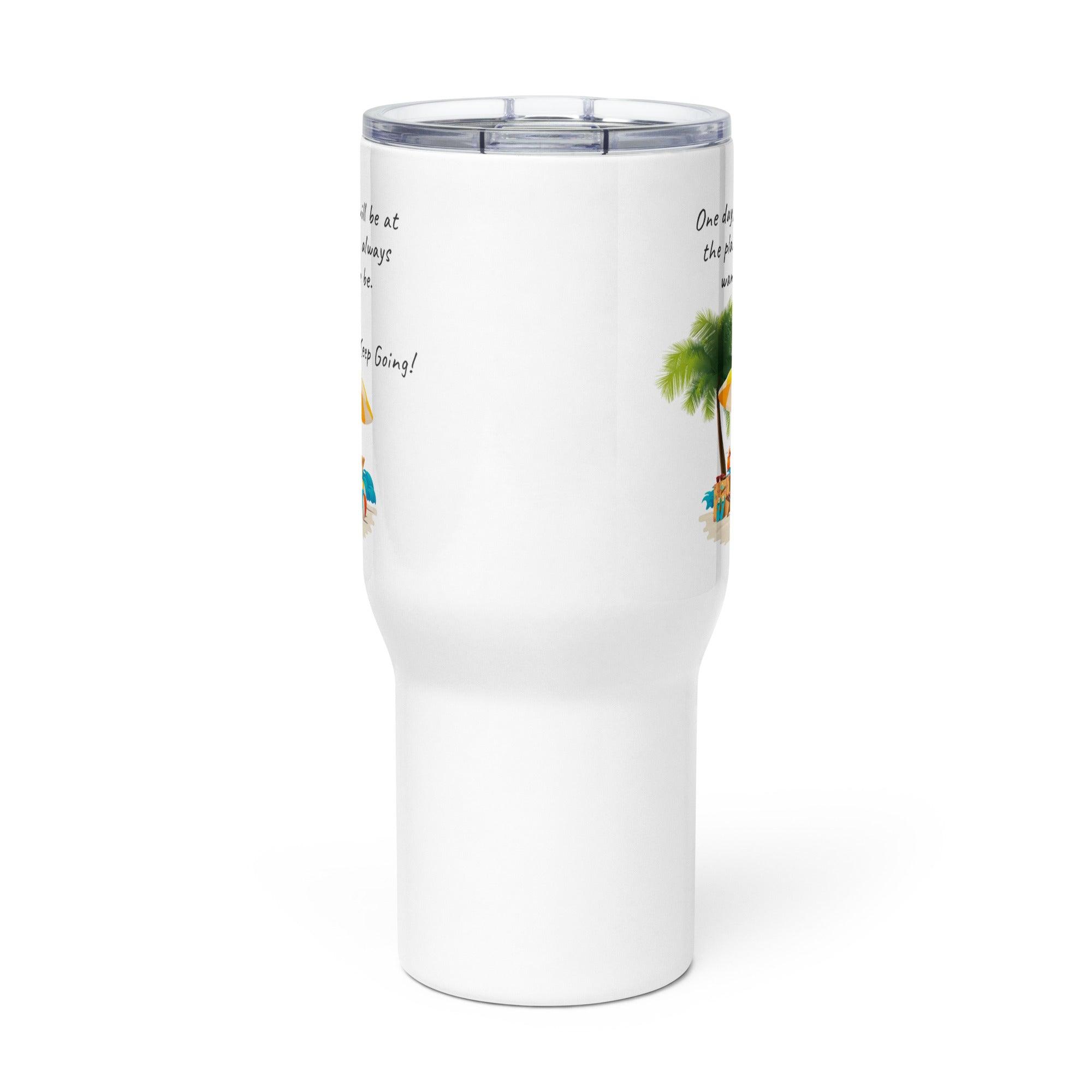 Perseverance Quote Travel Mug With Tropical Scene And Travel Design - Inspire Cups