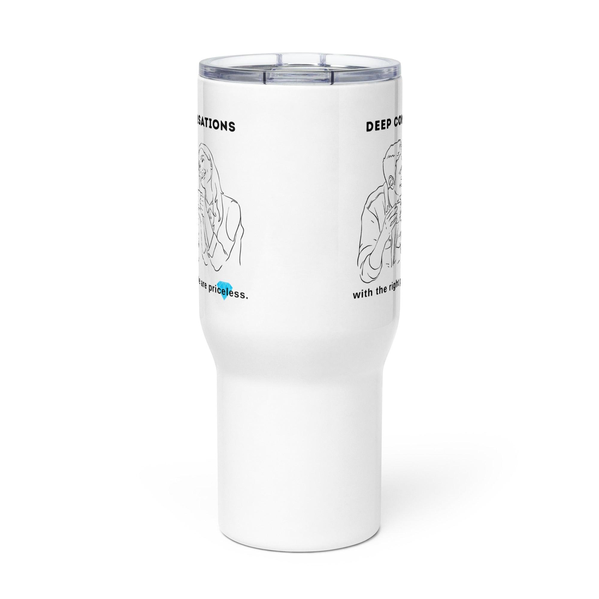 Deep Conversations Travel Mug With Artistic Print And Comfort - Inspire Cups