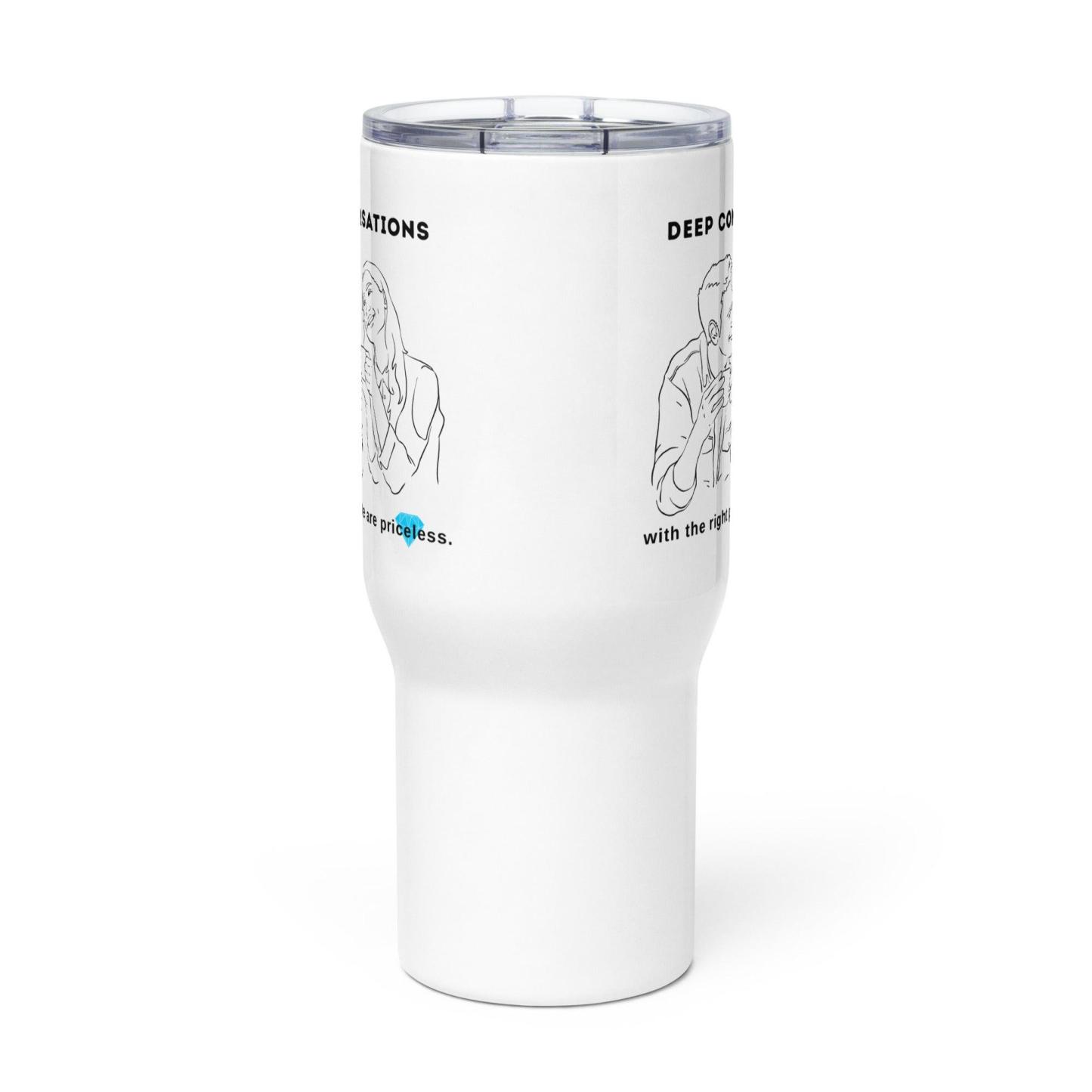 Deep Conversations Travel Mug With Artistic Print And Comfort - Inspire Cups
