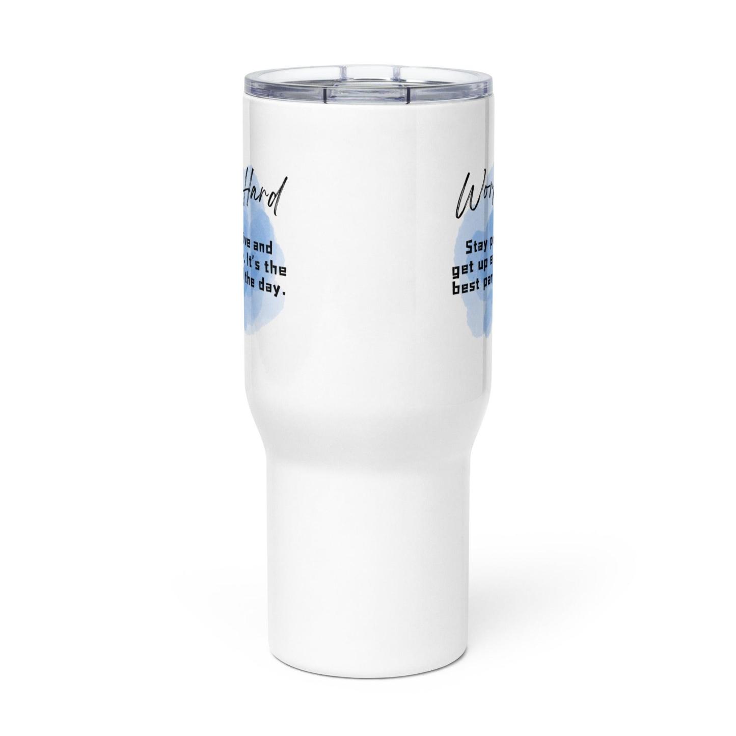 Work Hard Travel Mug – Motivational Ceramic Cup | Morning Focus - Inspire Cups