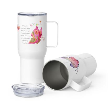 Butterfly Travel Mug – Inspirational Quote on Growth - Inspire Cups