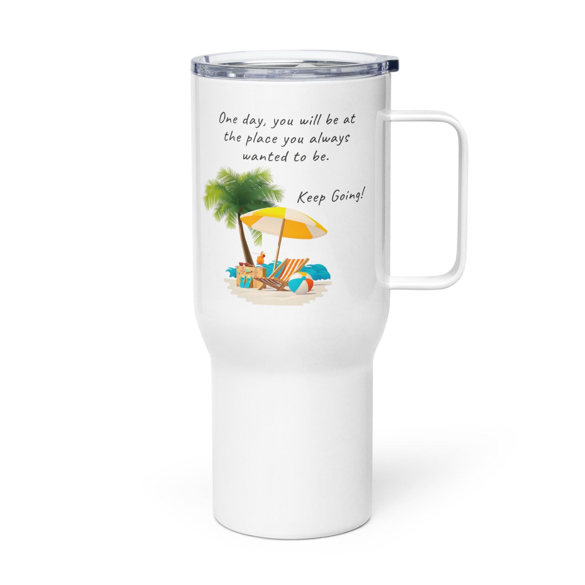 Perseverance Quote Travel Mug With Tropical Scene And Travel Design - Inspire Cups