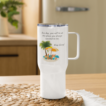Perseverance Quote Travel Mug With Tropical Scene And Travel Design - Inspire Cups