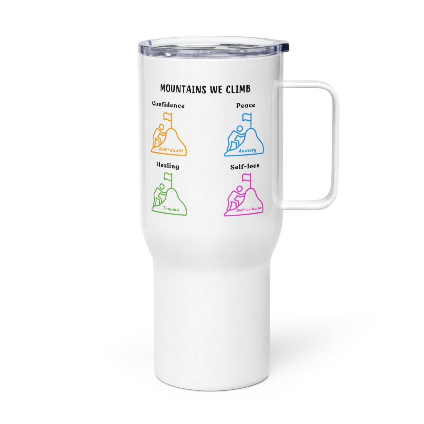 Mountains We Climb Printed Travel Mug Highlights Six Pillars - Inspire Cups