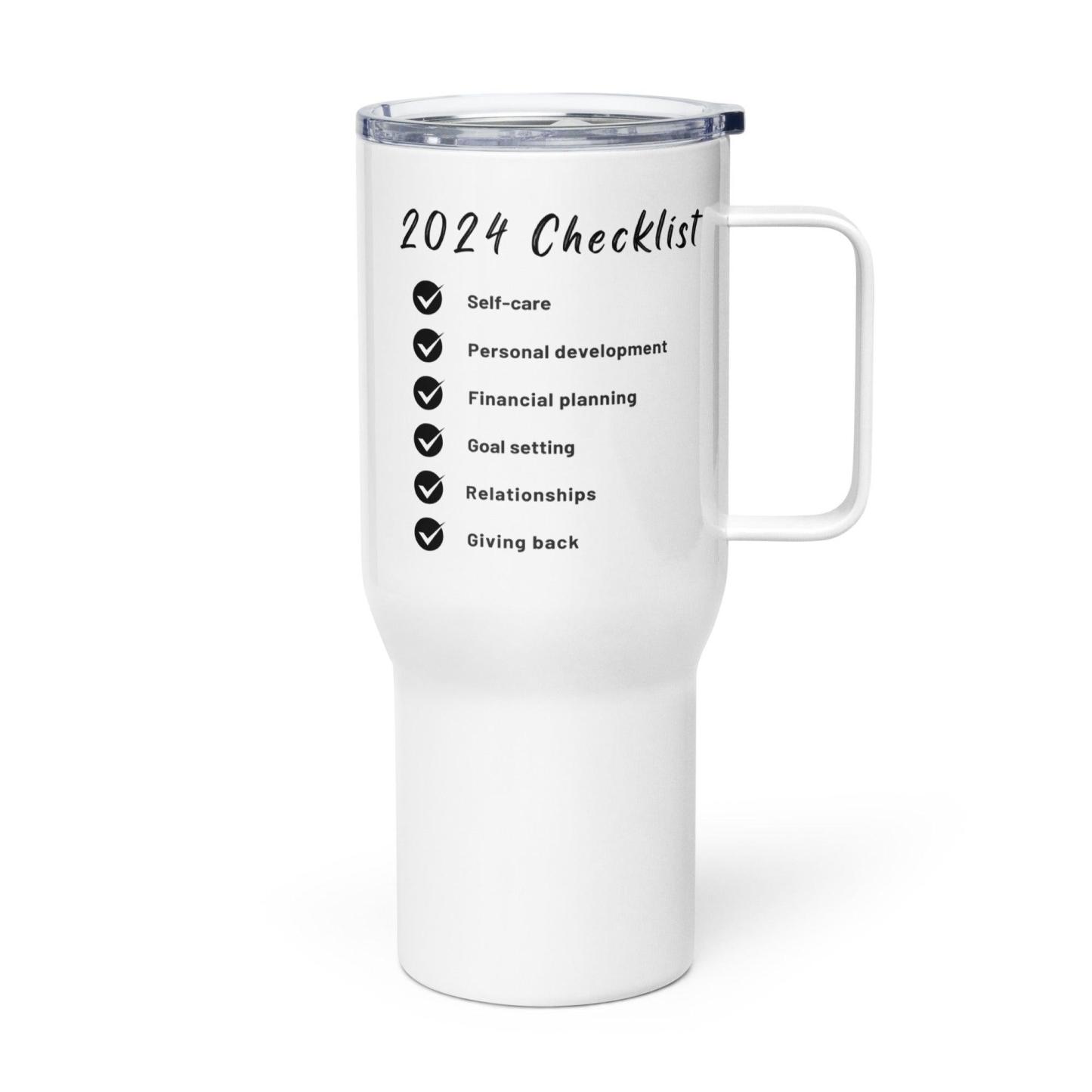 Checklist Quote Printed Travel Mug With Goal Inspired Quote - Inspire Cups