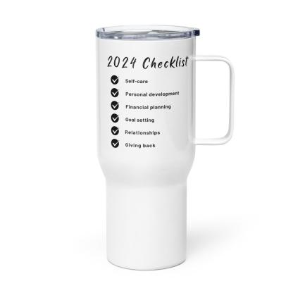 Checklist Quote Printed Travel Mug With Goal Inspired Quote - Inspire Cups