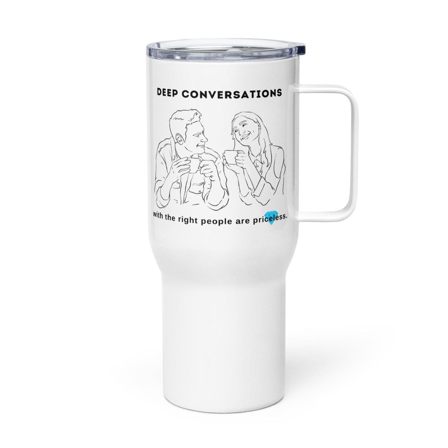 Deep Conversations Travel Mug With Artistic Print And Comfort - Inspire Cups
