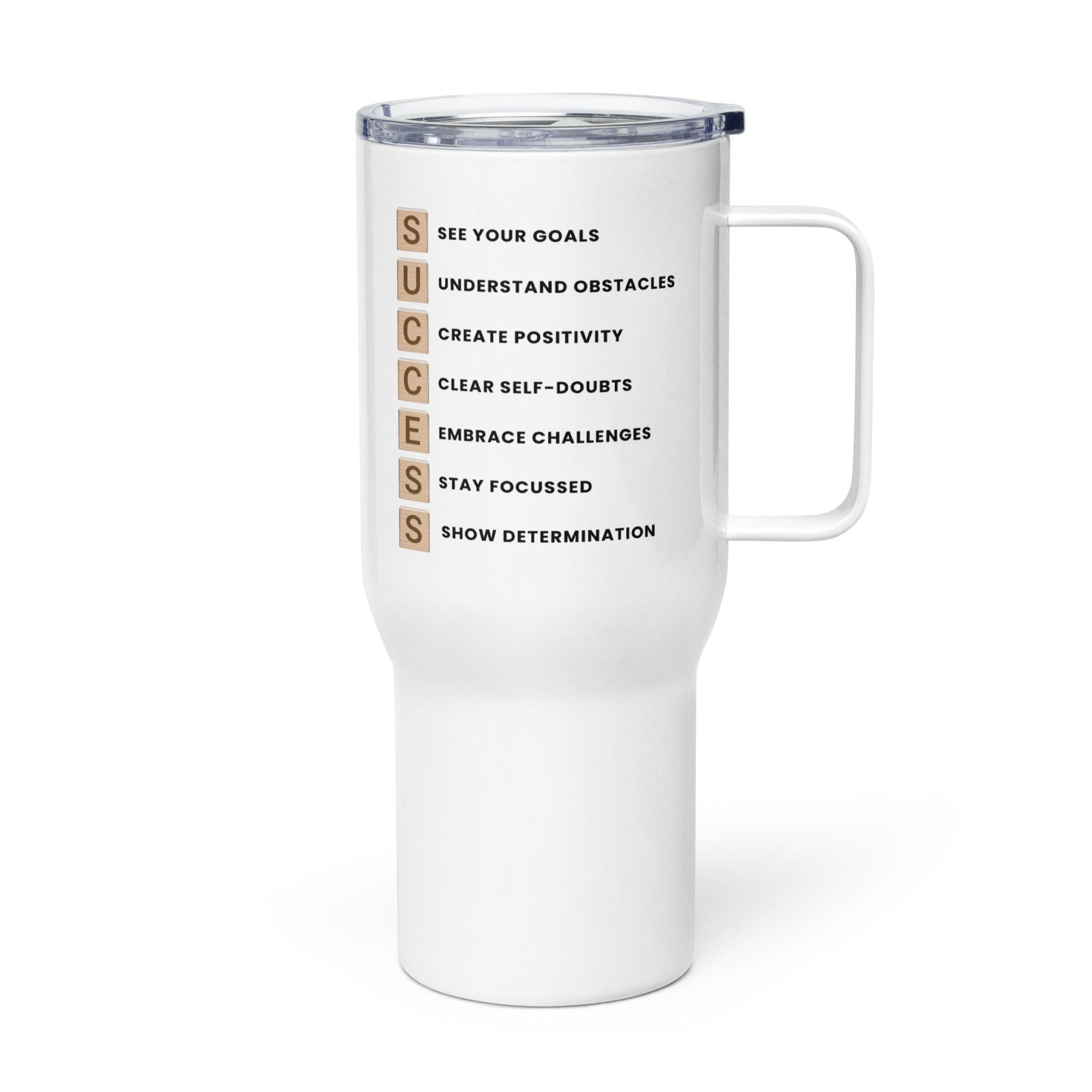 Success Printed Travel Mugs With Inspirational Acronym - Inspire Cups