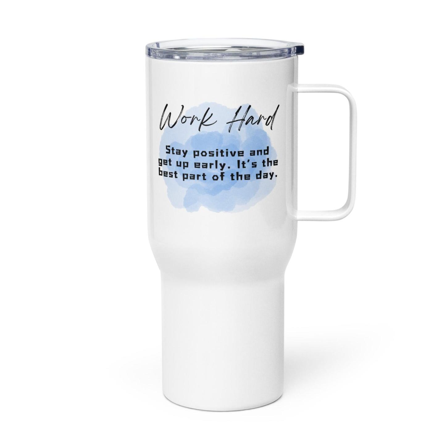 Work Hard Travel Mug – Motivational Ceramic Cup | Morning Focus - Inspire Cups