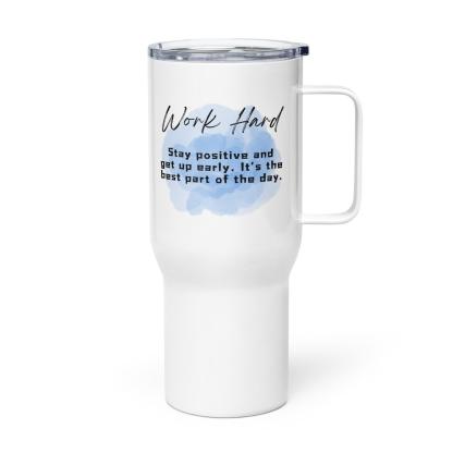 Work Hard Travel Mug – Motivational Ceramic Cup | Morning Focus - Inspire Cups