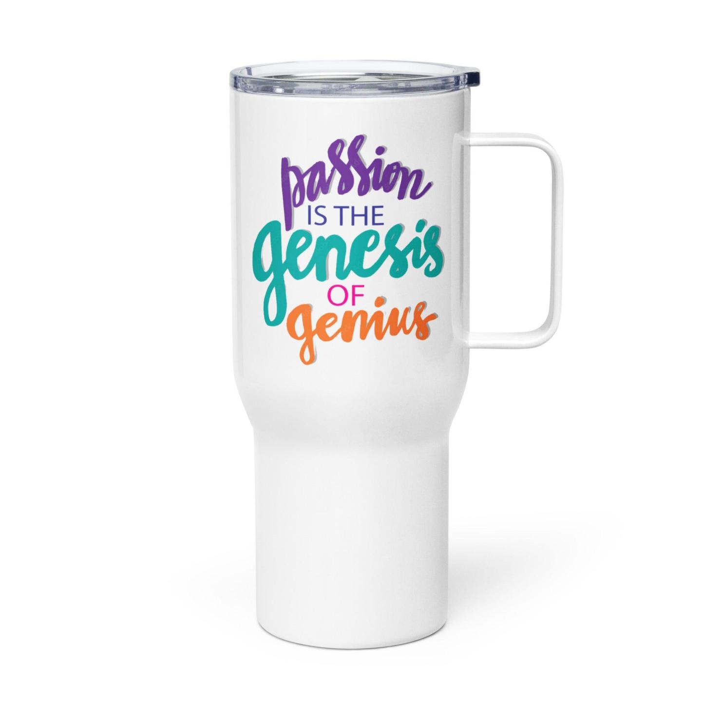 Passion Genius Travel Mug with Inspirational Quote and Glossy Finish - Inspire Cups