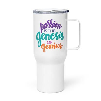 Passion Genius Travel Mug with Inspirational Quote and Glossy Finish - Inspire Cups