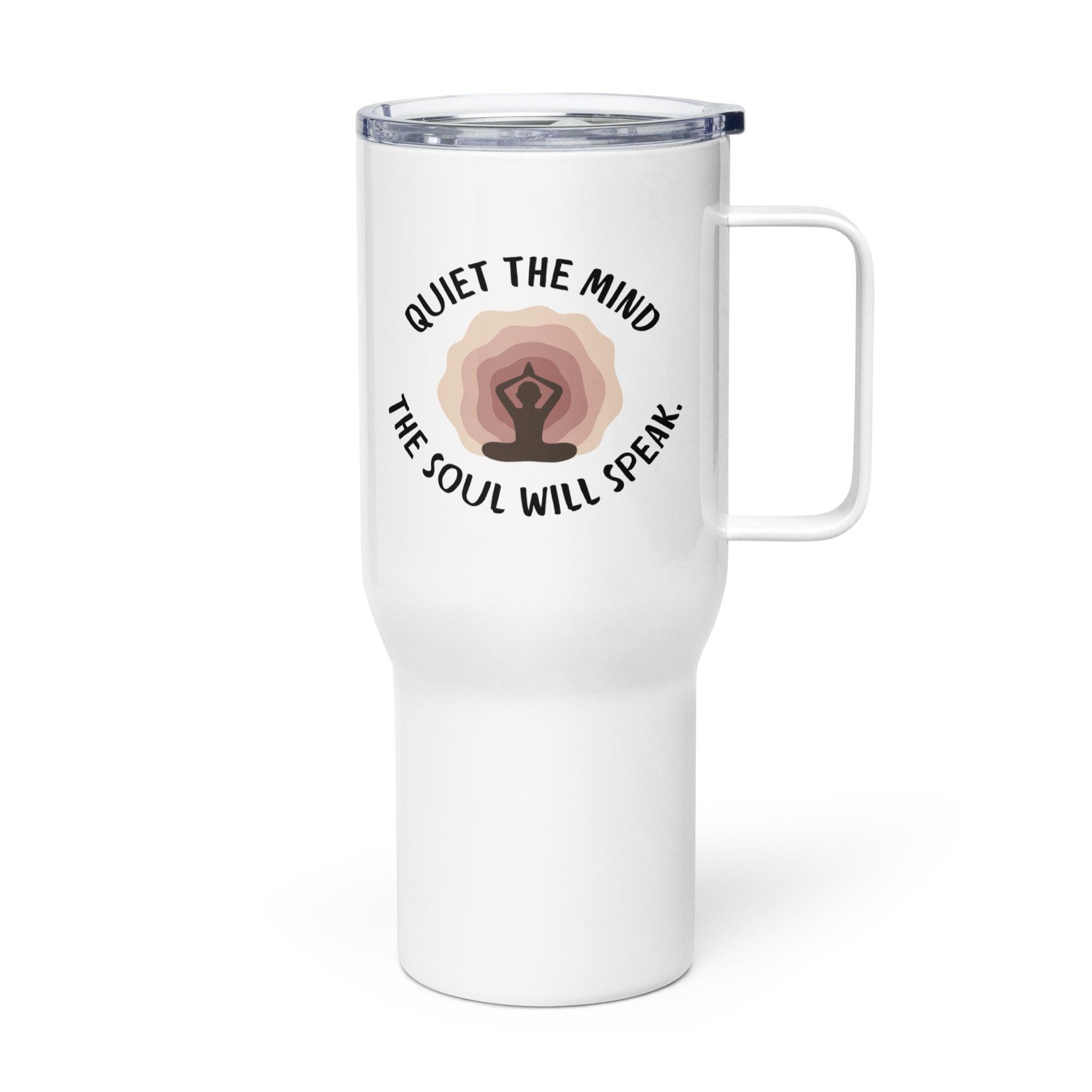 Quiet Mind Travel Mug Featuring A Peaceful Quote And Elegant Design - Inspire Cups