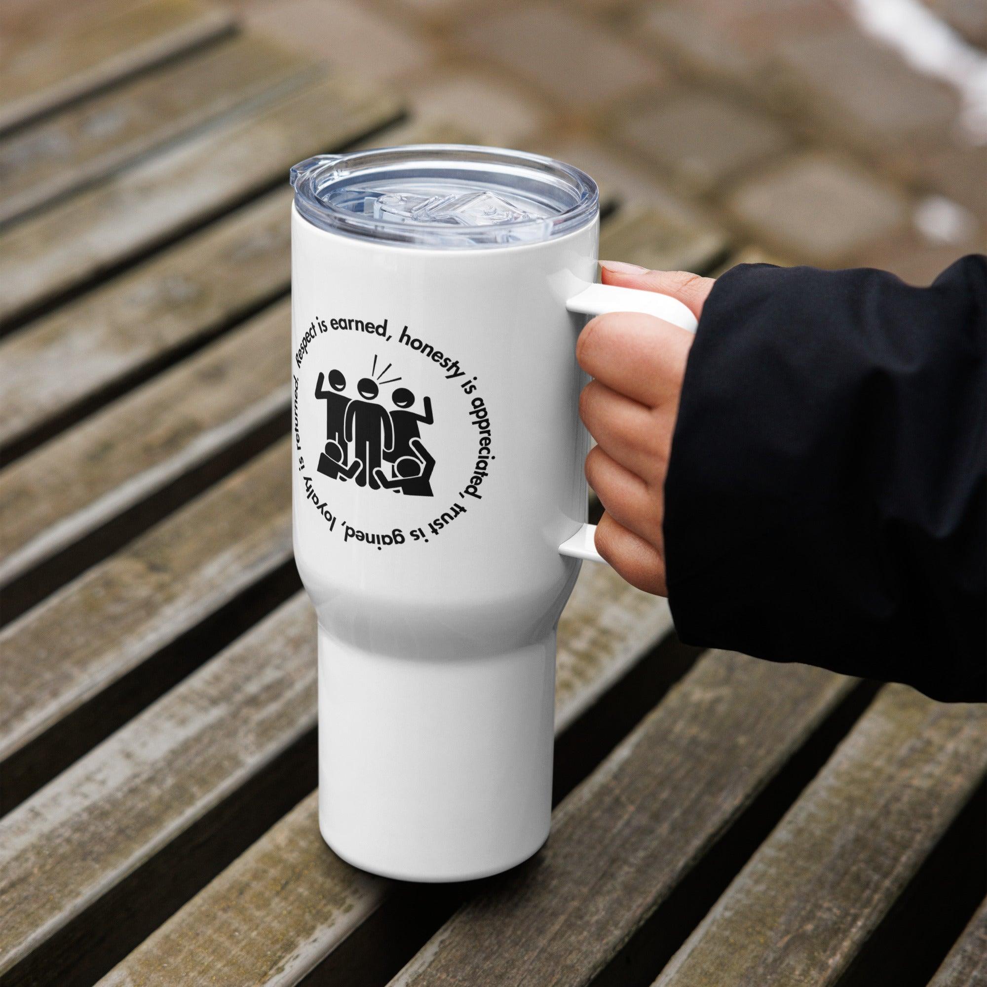 Printed Motivational Travel Mug with Monochrome Design - Inspire Cups