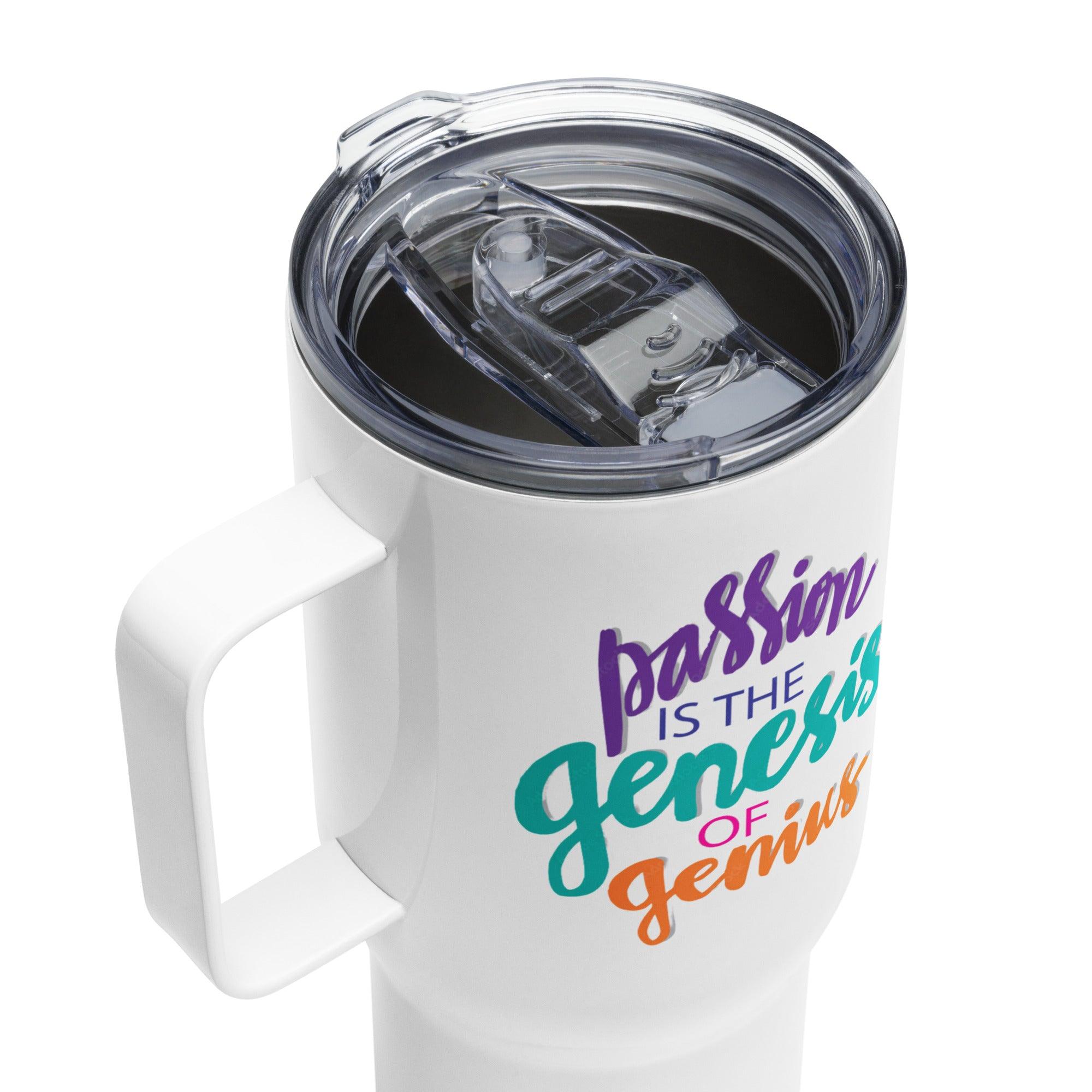 Passion Genius Travel Mug with Inspirational Quote and Glossy Finish - Inspire Cups
