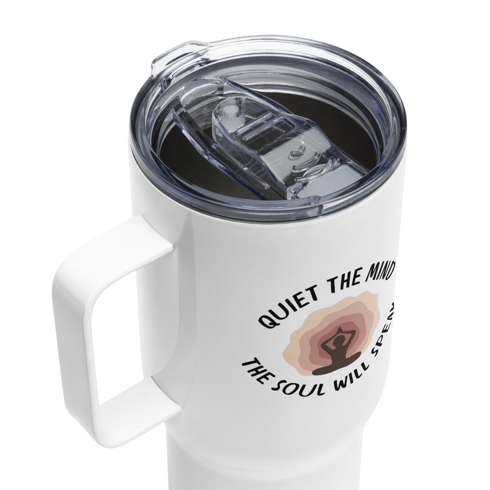 Quiet Mind Travel Mug Featuring A Peaceful Quote And Elegant Design - Inspire Cups
