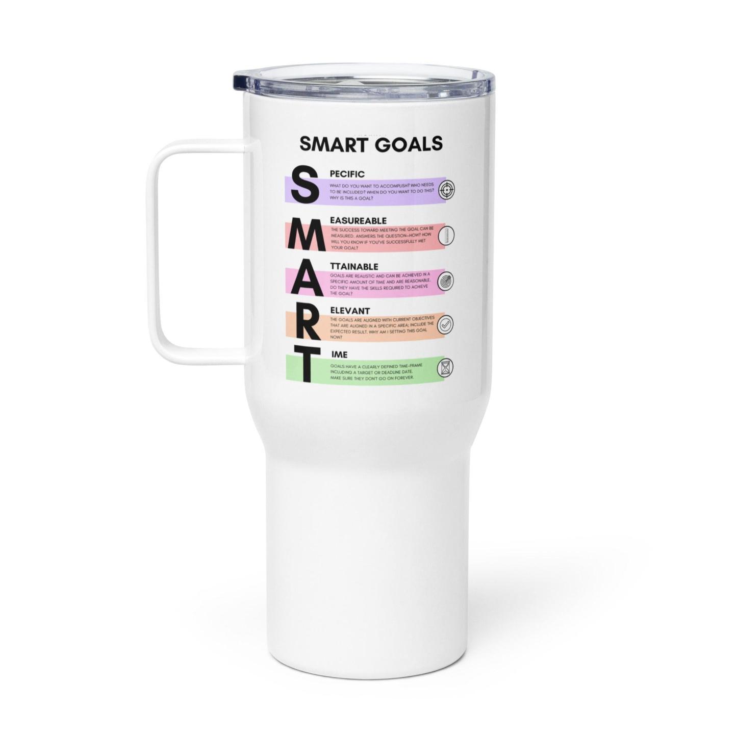 SMART Goals Printed Travel Mugs With Motivational Design - Inspire Cups