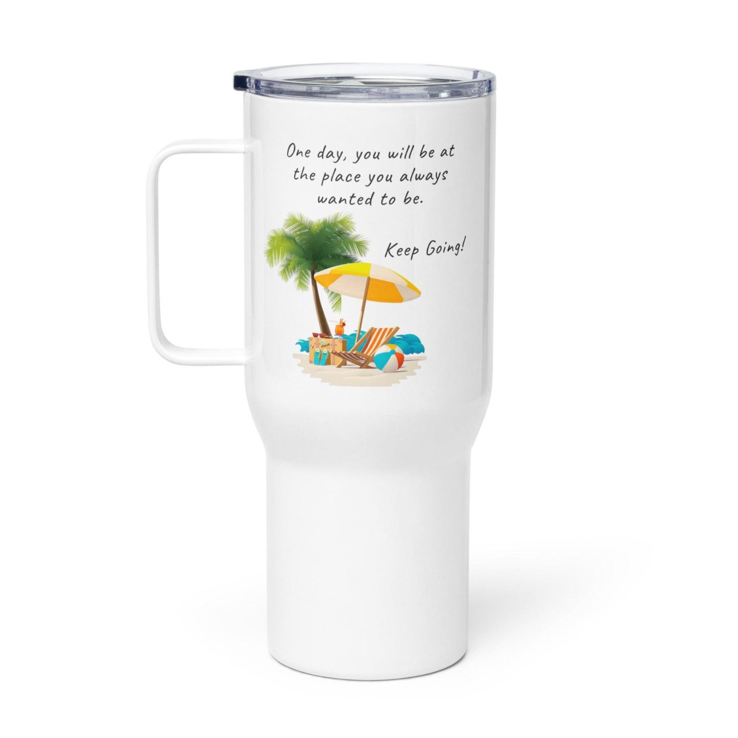 Perseverance Quote Travel Mug With Tropical Scene And Travel Design - Inspire Cups