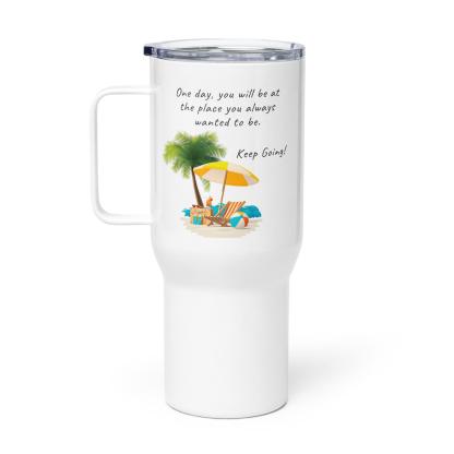 Perseverance Quote Travel Mug With Tropical Scene And Travel Design - Inspire Cups