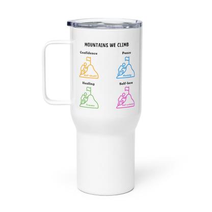 Mountains We Climb Printed Travel Mug Highlights Six Pillars - Inspire Cups