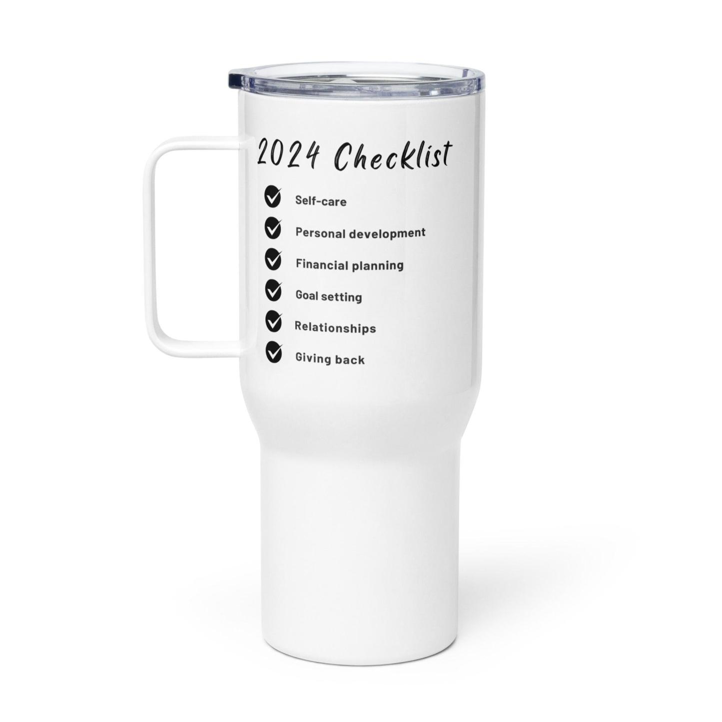 Checklist Quote Printed Travel Mug With Goal Inspired Quote - Inspire Cups