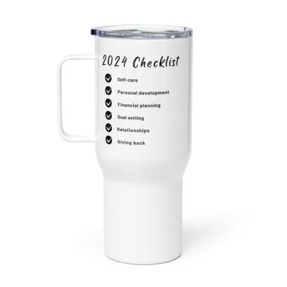 Checklist Quote Printed Travel Mug With Goal Inspired Quote - Inspire Cups