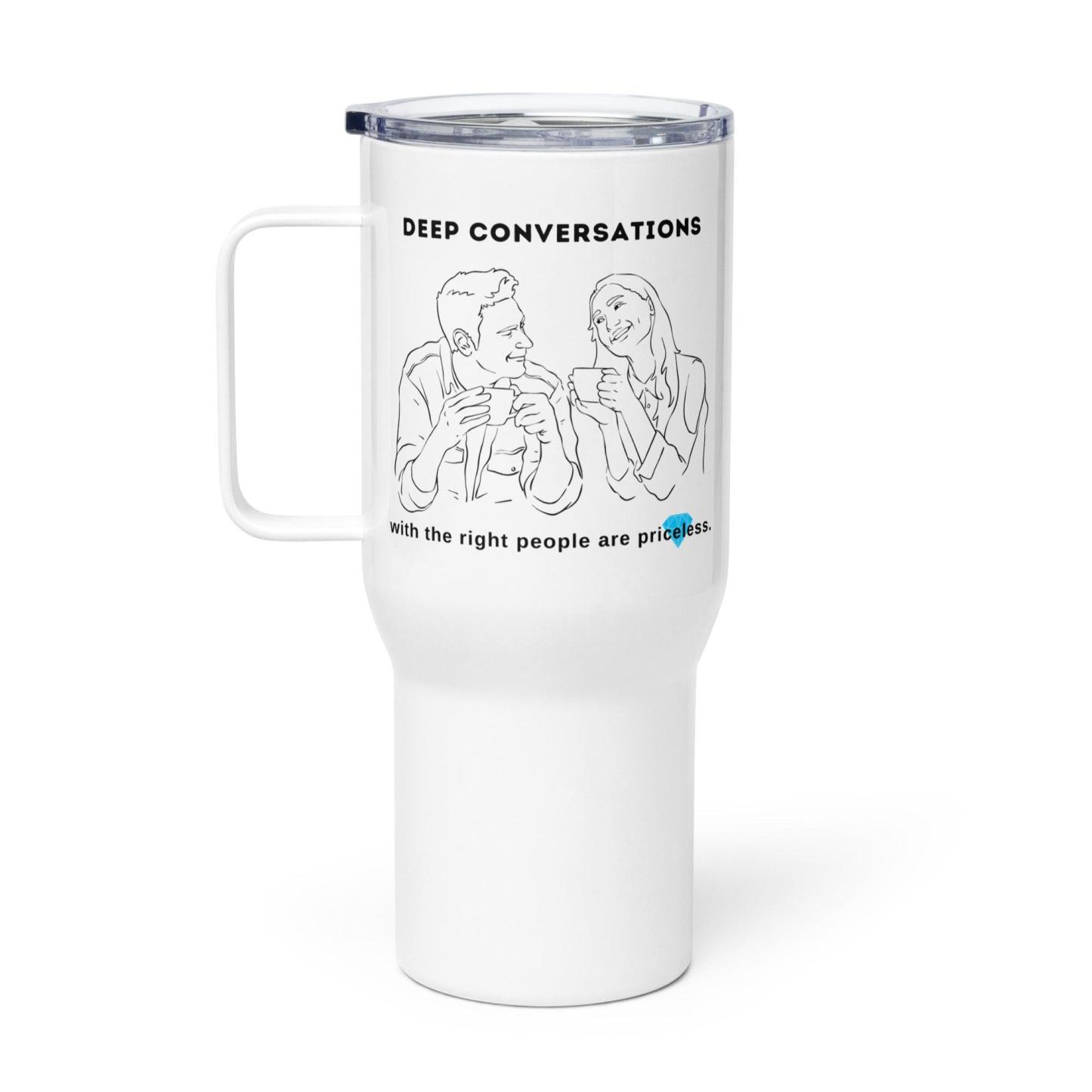 Deep Conversations Travel Mug With Artistic Print And Comfort - Inspire Cups