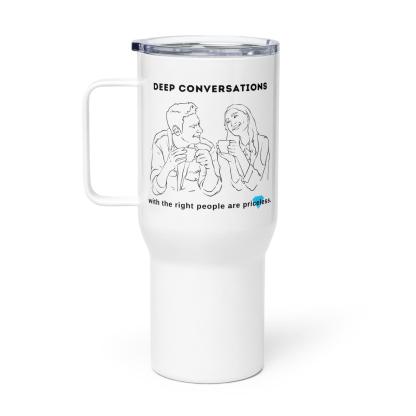 Deep Conversations Travel Mug With Artistic Print And Comfort - Inspire Cups